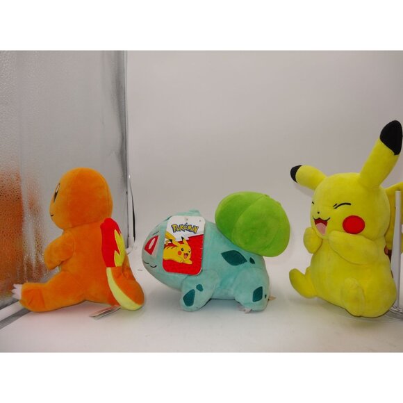 Pokemon Plush Toy Set Charmander Bulbasaur Pikachu Grookey Torchic 8" Official C - Picture 7 of 12